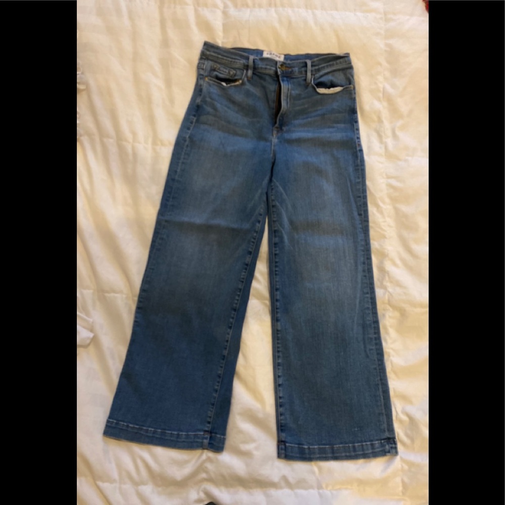 Frame High Waisted Wide Leg Cropped Jeans